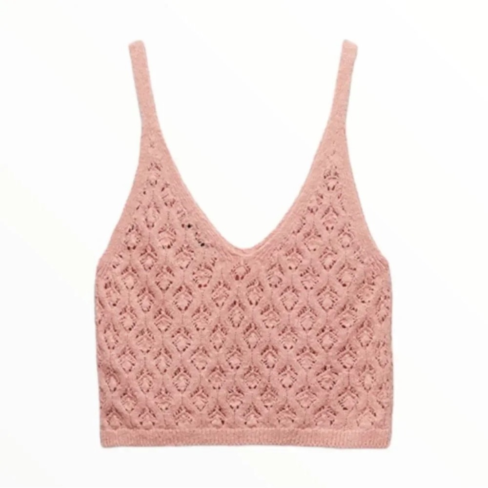 ZARA | Pink | POINTELLE KNIT TOP